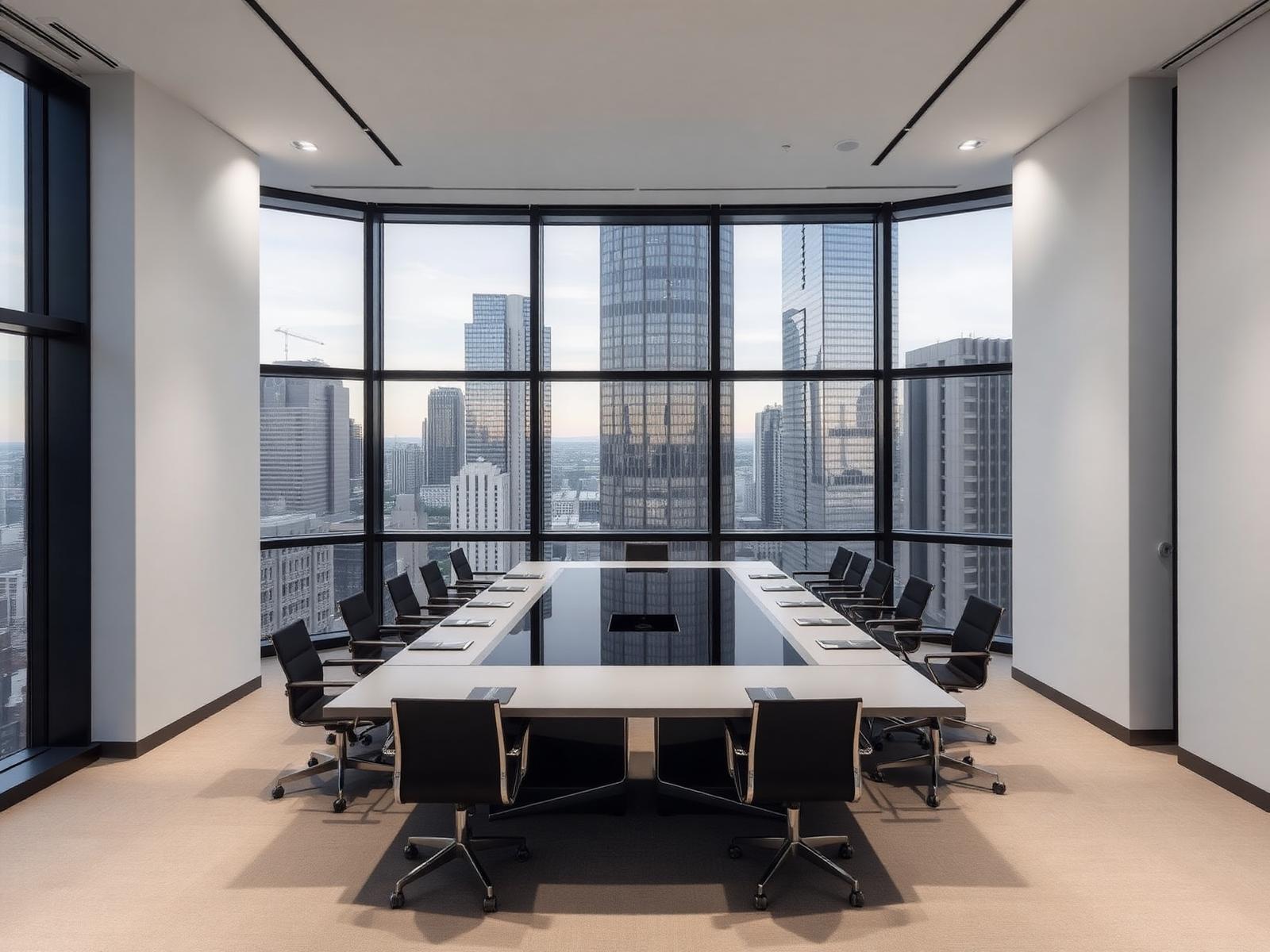 Sala executiva em torre corporativa