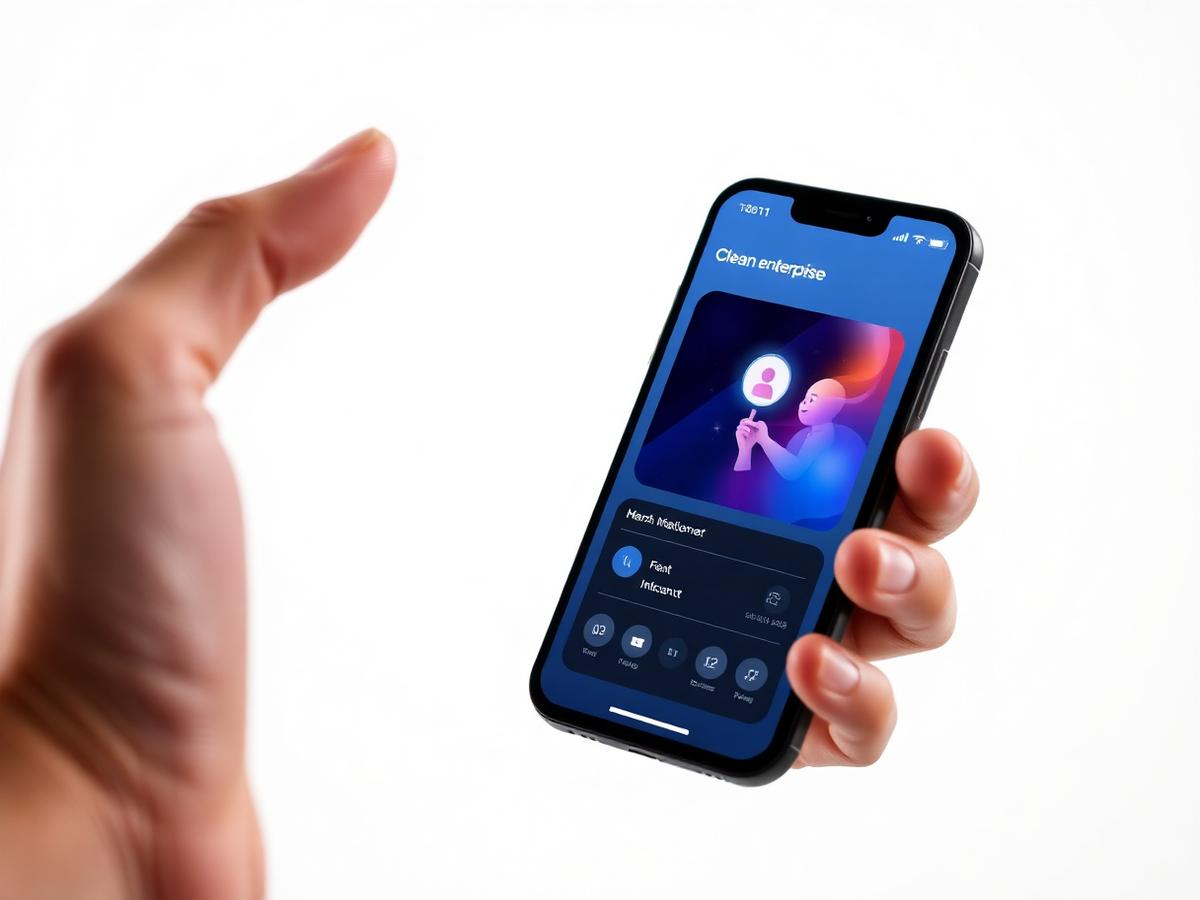 Smartphone exibindo aplicativo corporativo